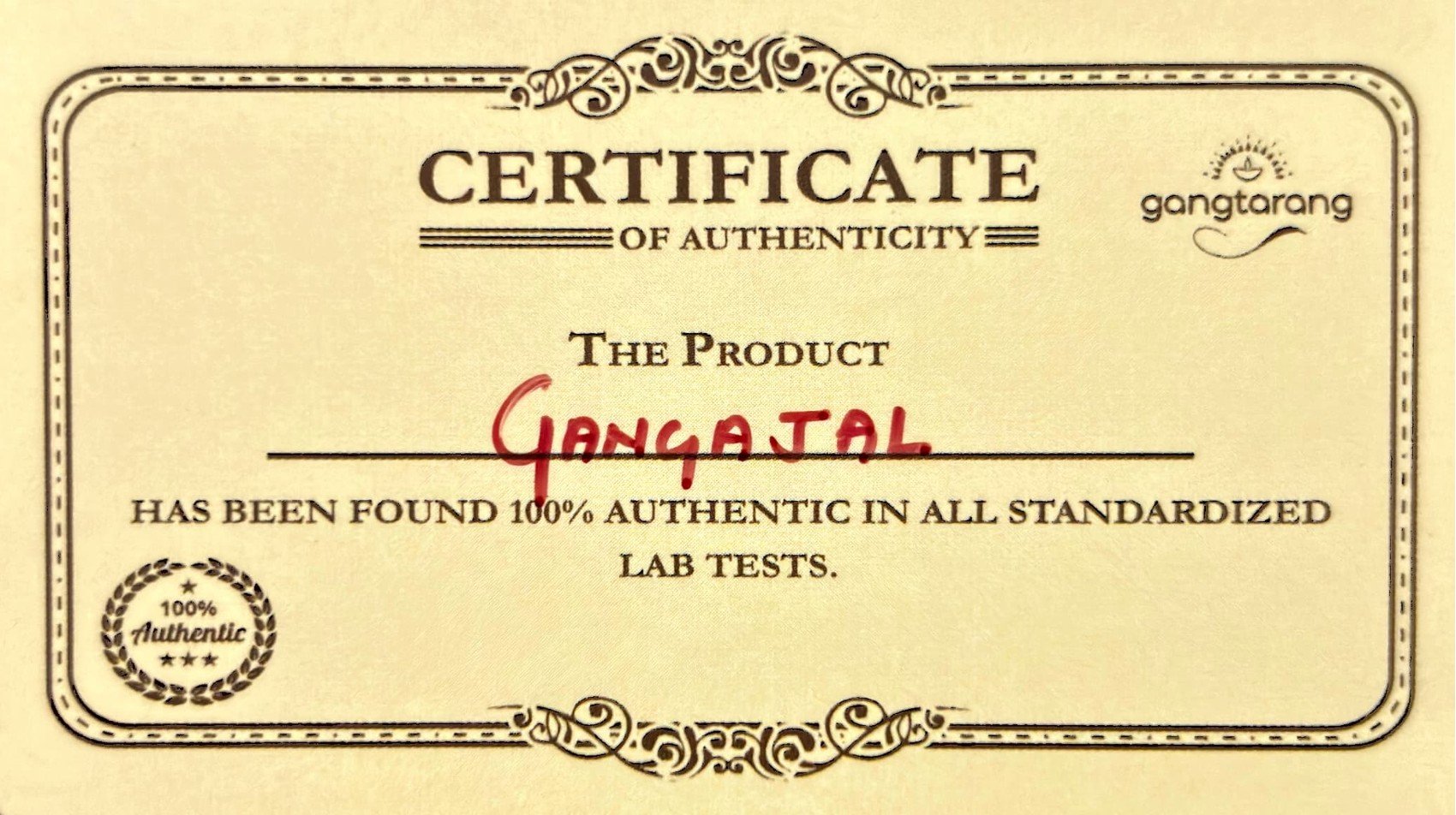 GANGAJAL by Gangtarang®: From Har Ki Pauri 'Brahma Kund' 3 gangajal certificate