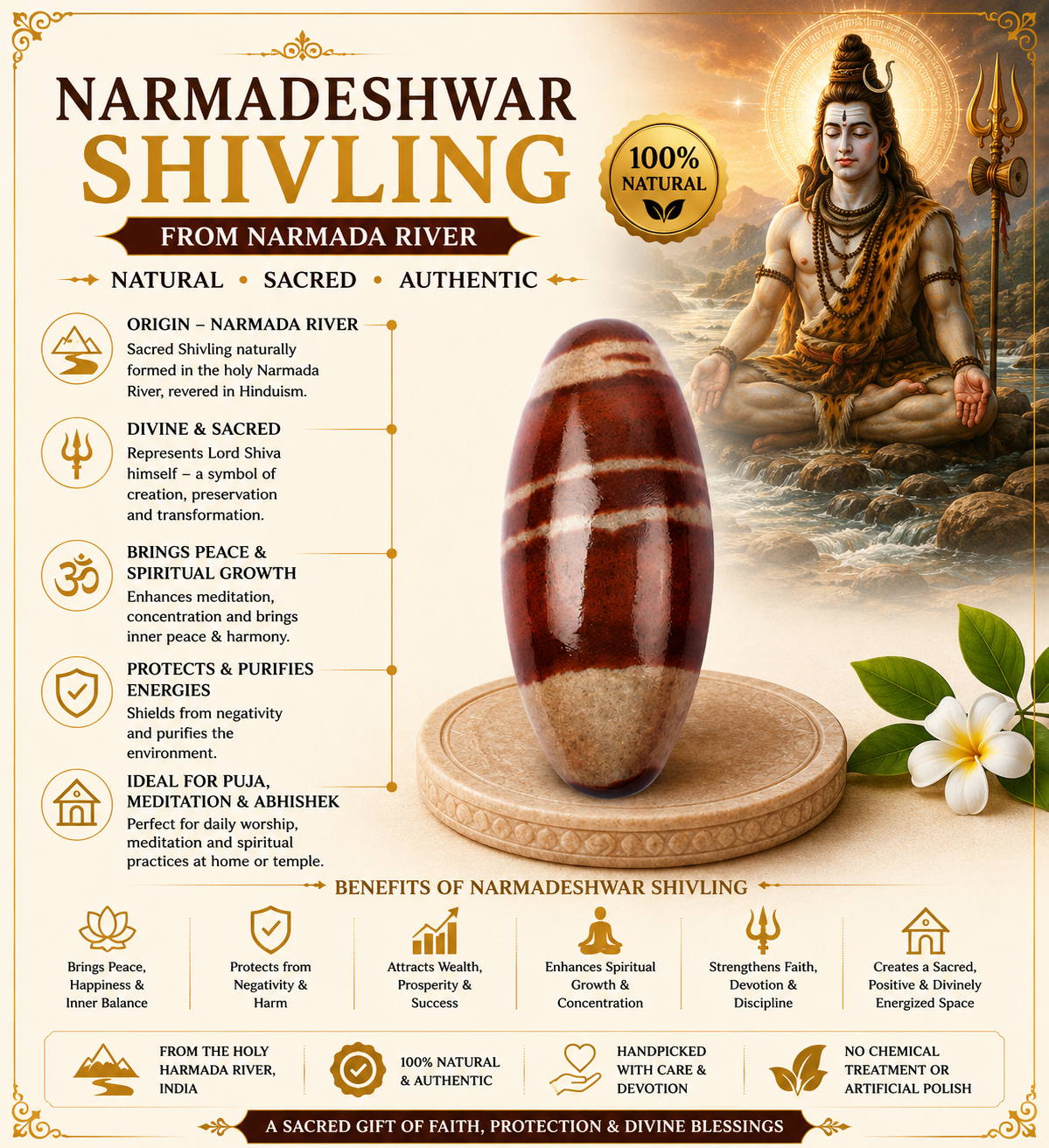 NARMADESHWAR SHIVLING by Gangtarang®: Shiva's Grace | Narmada Shivling 2 narmada shivling infographics
