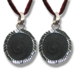 SHALIGRAM PENDANT PAIR by Gangtarang®: In Pure Silver | Made from Nepal Gandaki River Shaligram