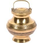 GANGAJAL BRASS KALASH with Handle by Gangtarang®: Filled Directly from 'Brahma Kund' Har Ki Pauri | Haridwar Ganga jal Lota