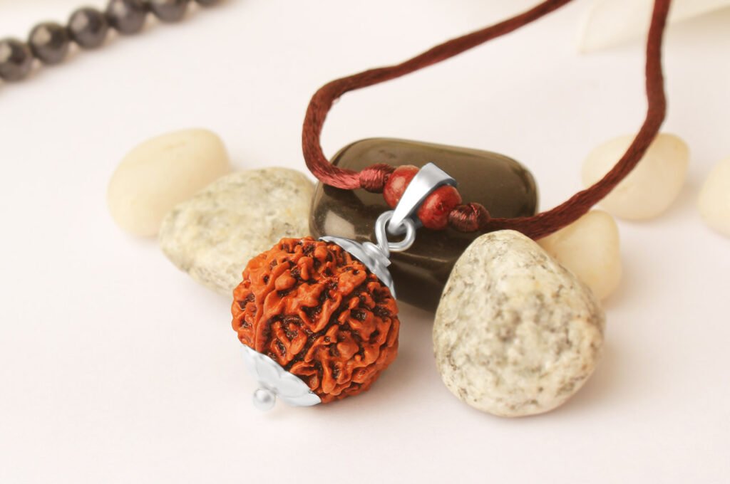 rudraksha in silver pendant