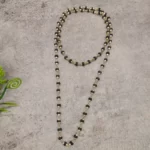 BLACK TULSI KANTHI MALA by Gangtarang®: In Silver capping 54+1 Beads