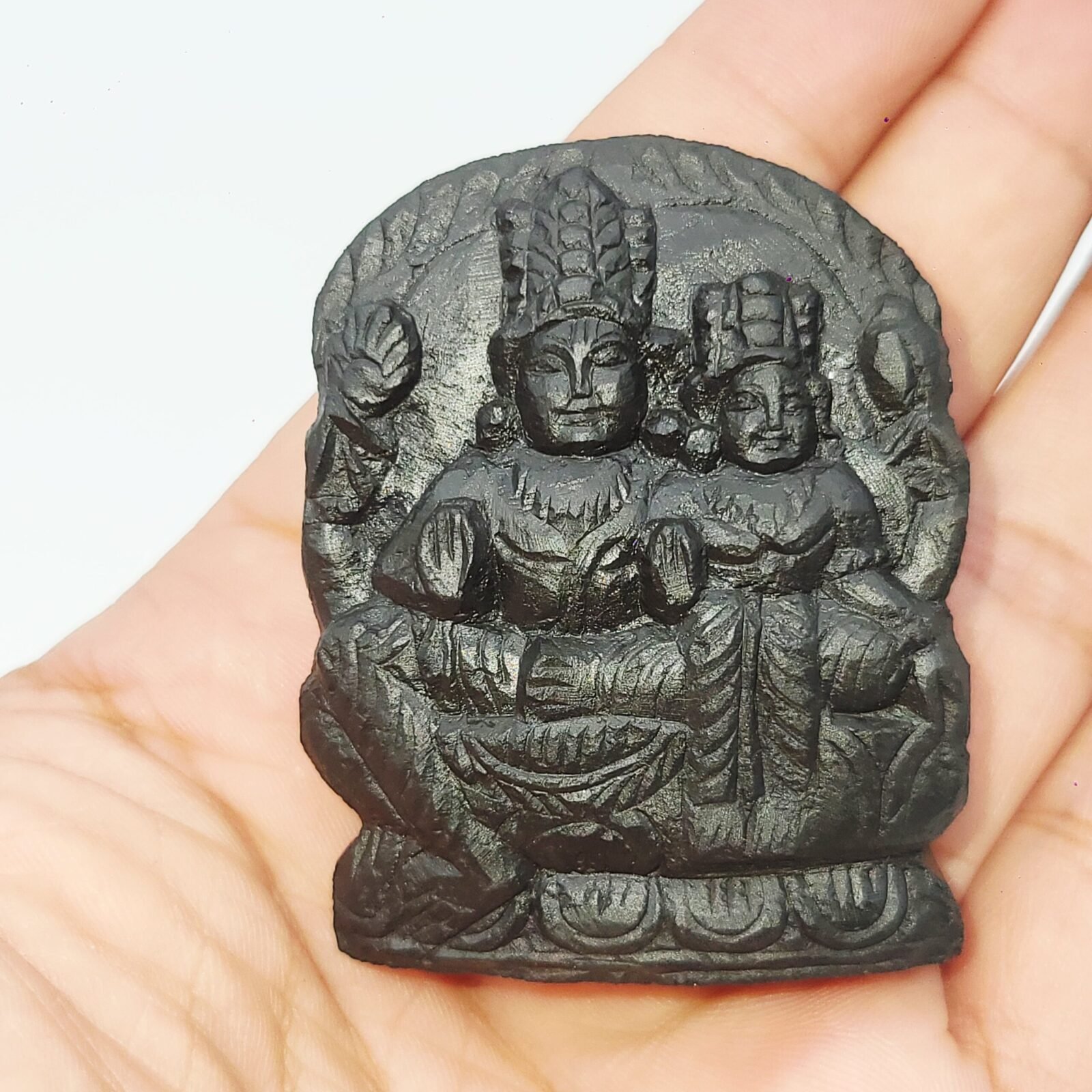 LAKSHMI NARAYAN CARVED ON REAL SHALIGRAM (100% NATURAL SUDARSHAN) - Image 7