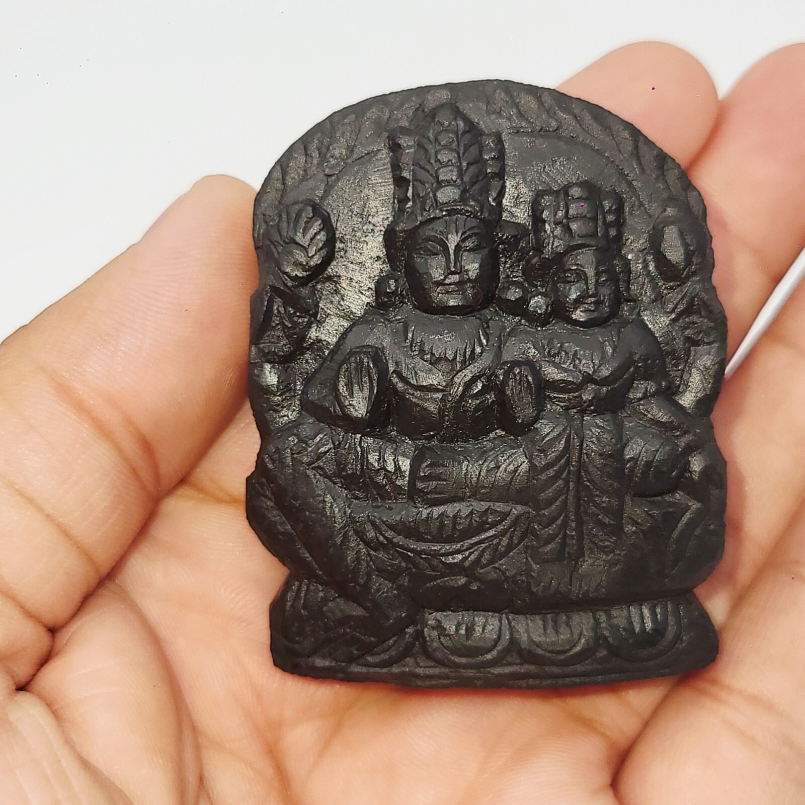 LAKSHMI NARAYAN CARVED ON REAL SHALIGRAM (100% NATURAL SUDARSHAN)