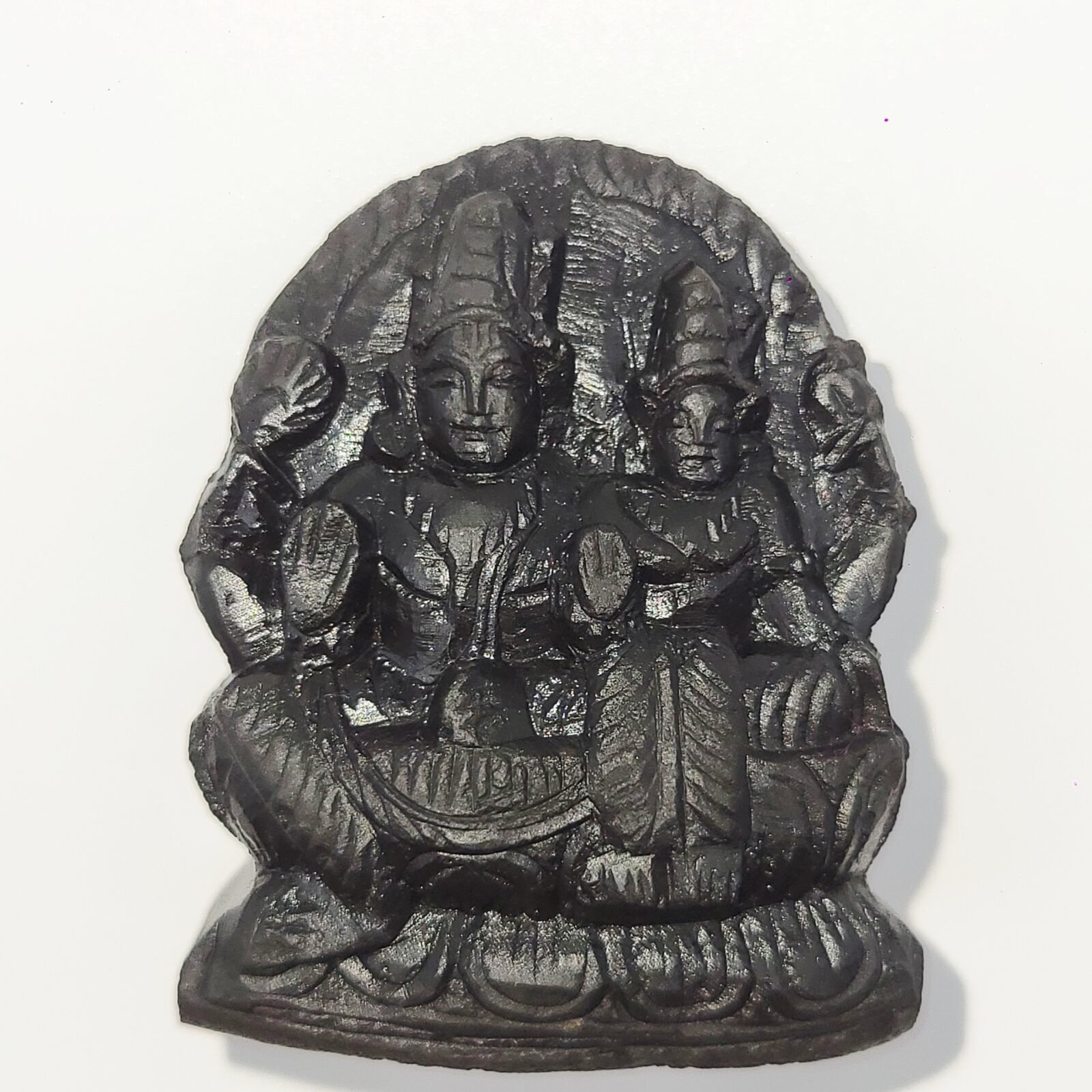 LAKSHMI NARAYAN IDOL CARVED ON REAL SHALIGRAM (100% NATURAL SUDARSHAN) by Gangtarang™