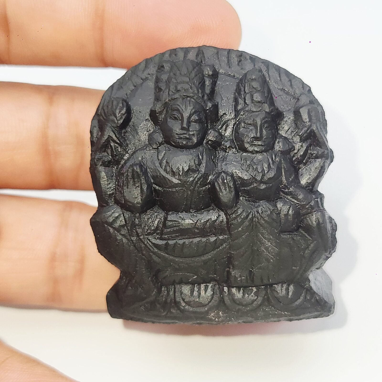 SWARN LAKSHMI NARAYAN CARVED ON REAL SHALIGRAM (100% NATURAL SUDARSHAN) - Image 4